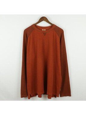 Woolrich Men's XL Orange Crewneck Ribbed Long Sleeve Knit Sweater